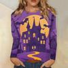 Women's Fashion Casual Halloween Printed Round Neck Long Sleeve Pullover Top