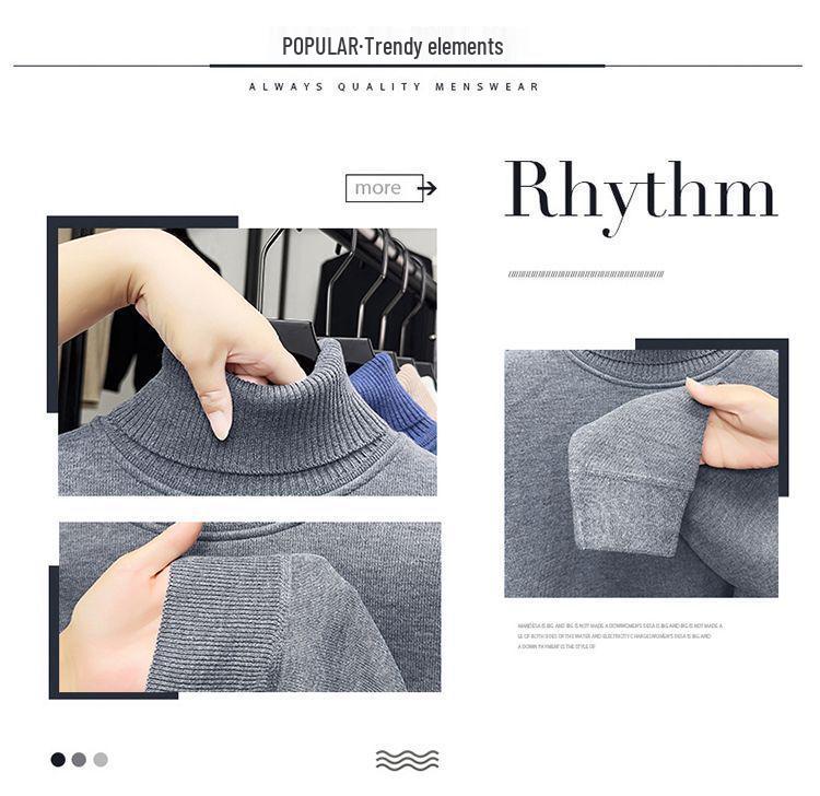 Мужской цельный флисовый свитер с высоким воротником, осенне-зимний, утолщенный, теплый, шерстяной, вязаный, базовый слой