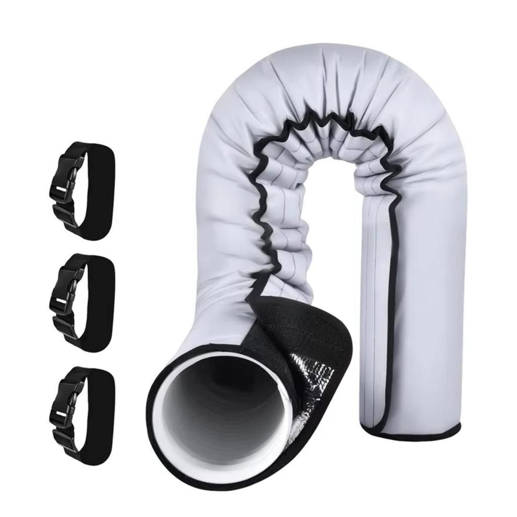 Insulated Portable Air Conditioner Hose Cover With Adjustable Straps Easy Installation Black Sleeve for Duct Vent