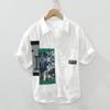 Корейская мода летние топы новая мужская рубашка с коротким рукавом молодежная уличная одежда пэчворк принтованные рубашки мужские