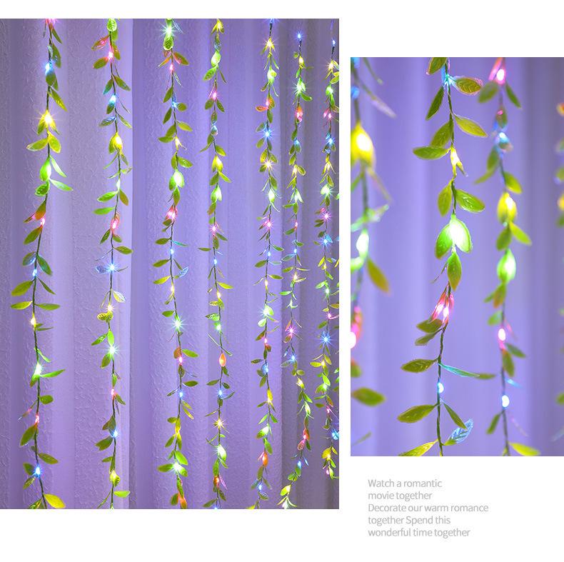 Светодиодные гирлянды из медной проволоки с зелеными листьями, управляемые по USB, для домашнего декора