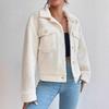 Women's Short White Plush Wool Winter Coat with Unique Design