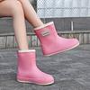 Rain Shoes Women's Short Tube Fashion Trend Outer Wear Integrated Water Shoes Waterproof and Non-slip Rain Boots Soft Thick Sole Wear-resistant Rubb
