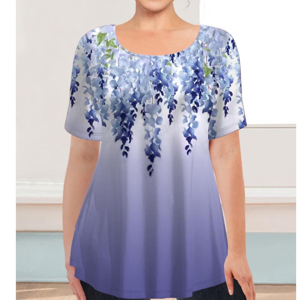 Новая женская футболка большого размера, футболка с 3d принтом, пуловер с круглым вырезом, топы с короткими рукавами, свободные женские футболки с большим контуром