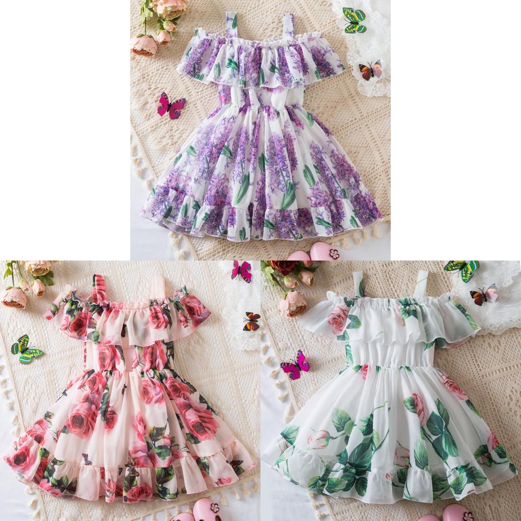 Summer Girls Princess Dress With Chiffon Fabric For Toddler Girls