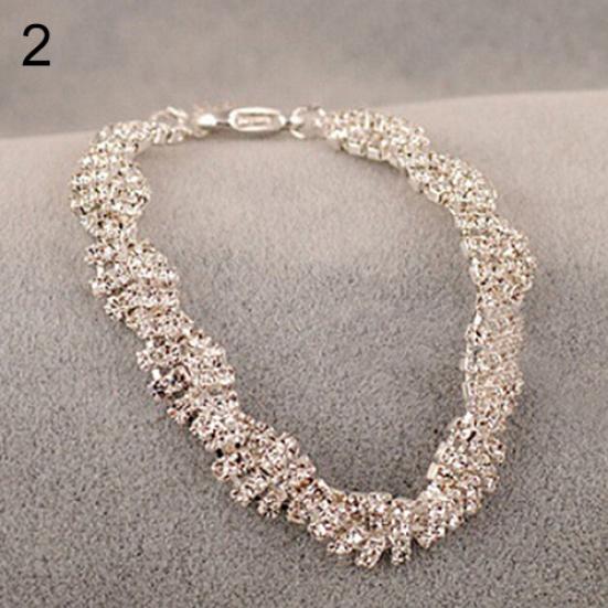 Fashion Women's Gold Silver Plated Clear Crystal Chain Bracelet Bangle Jewelry