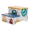 GINGER HOME – Marchepied enfant 2 marches avec rangement, poignée, MDF, motif MONSTER, 33×35,5×24,7 cm