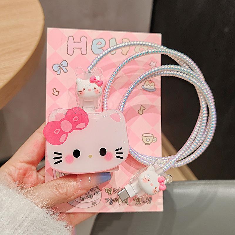 Hello Kitty Защита для зарядного кабеля и данных Чехол-протектор для Apple iPhone 18/20W Защита зарядки Защита от переломов Набор органайзеров для кабеля данных