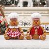 Desktop Display: Gingerbread, Seated Couple Statue, Cartoon Christmas Decoration, Holiday Character Decoration