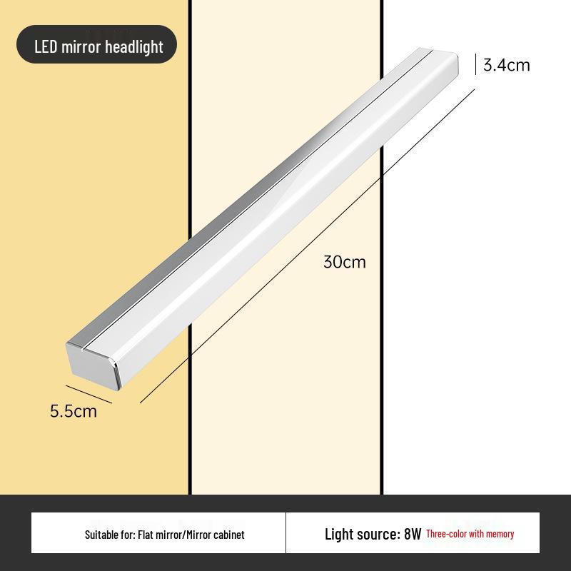 Светодиодный сенсорный шкаф-зеркало для ванной комнаты с защитой от запотевания, водонепроницаемый, без сверления