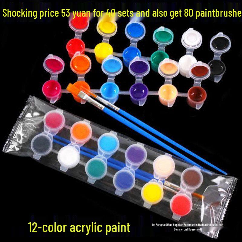 Водонепроницаемый набор пигментов из 12 цветов для детей - Арт для самостоятельного творчества, Граффити и Роспись по гипсу с 6 соединенными полосками пигментов