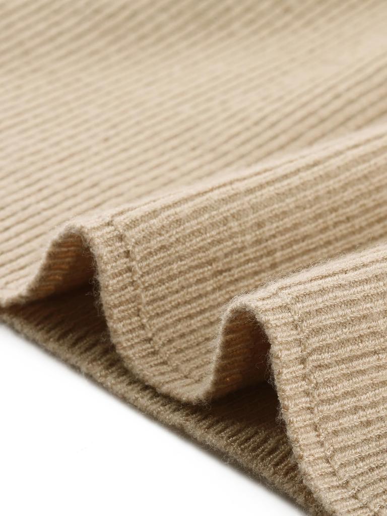 Женское трикотажное миди-платье Allegra K с V-образным вырезом и длинным рукавом, платье-свитер, длиной до колена, однотонное, приталенного силуэта, бежевое, размер M