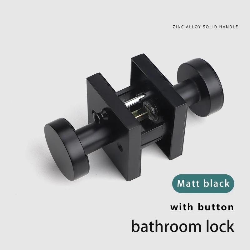 Indoor Home Bathroom Lock Hidden Button Double-sided Latch Door Lock Bedroom Solid Zinc Alloy Gold Double-sided Door Handle