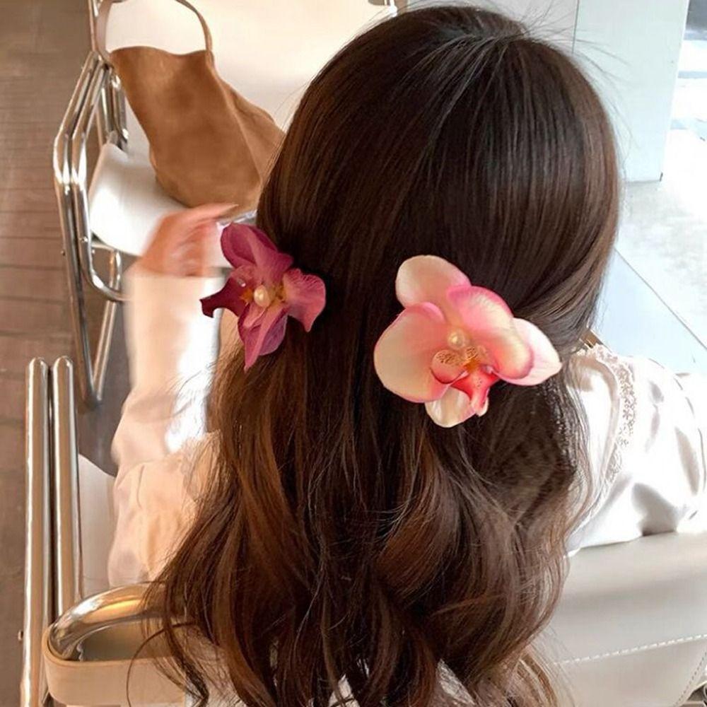 Pearl Orchid Flower Hairpin Butterfly Orchid Girl Hair Clip Sweet Flower Hair Clip Girl