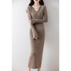 Autumn-Winter Pure Wool Trumpet Sleeve Mid-Length Sweater Dress