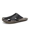 Модные Новинки Мужские Кожаные Тапочки Нескользящая Подошва Удобная Летняя Обувь Дышащие Мужские Полушлепанцы Стильные Повседневные Сандалии для Прогулок