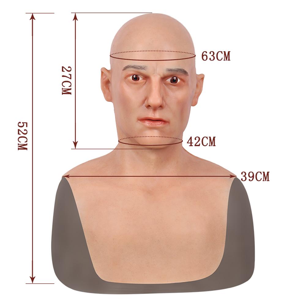 Realistic Male Face Party Mask 100% Silicone Facemask Full Head Cover Soft Elastic Silicon for Cosplay