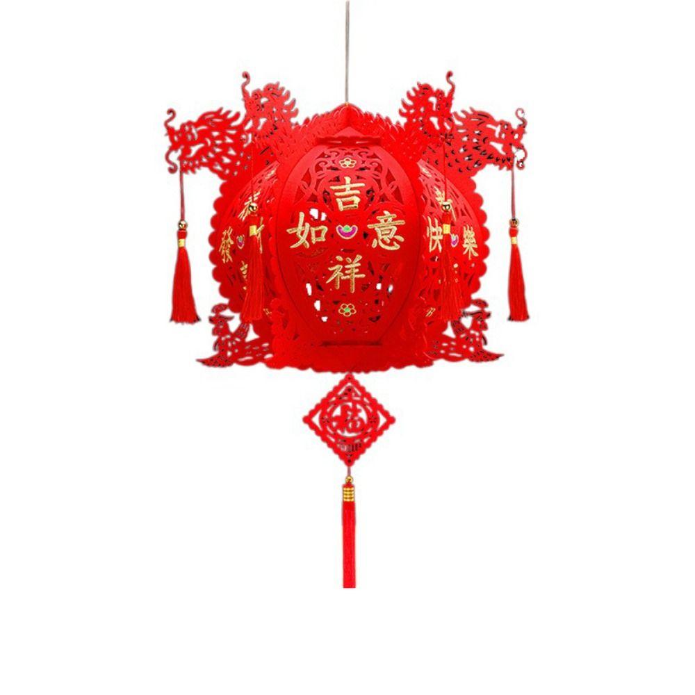 Lint/Gold Foil Good Luck Lanterns 3D Chinese Lint Lanterns Spring Festival Hanging Pendant  Party