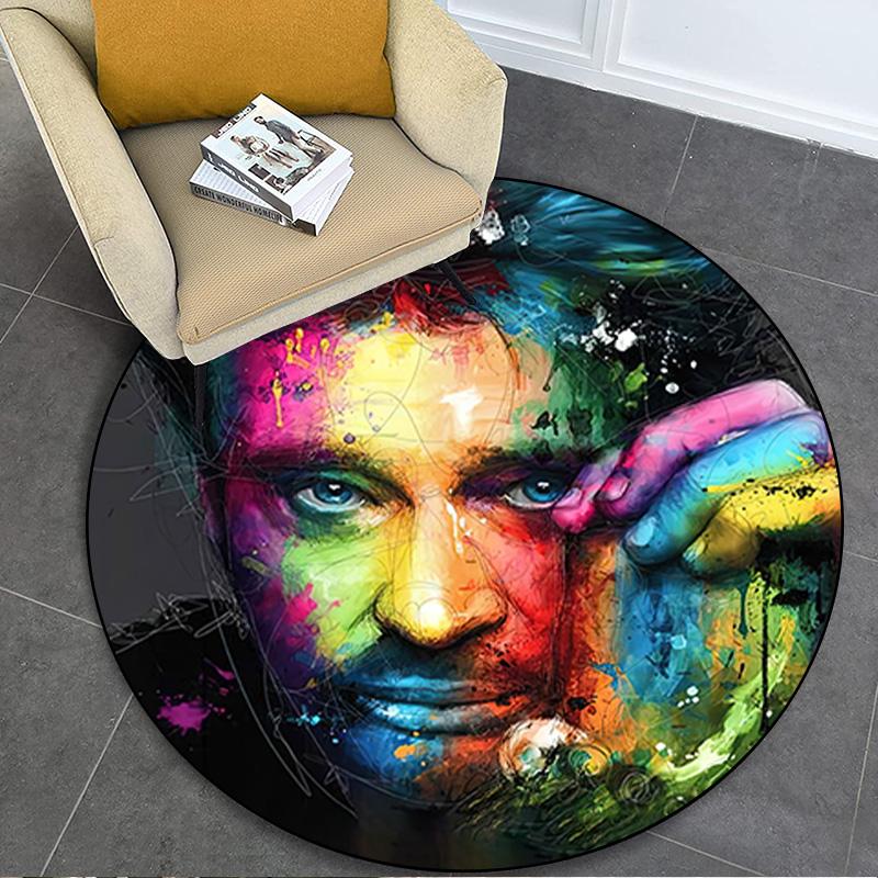 Johnny Hallyday Circular Rug - Office Decorative Carpet For Living Room Bedroom Door Mat Floor Rug Computer Chair Area Rug