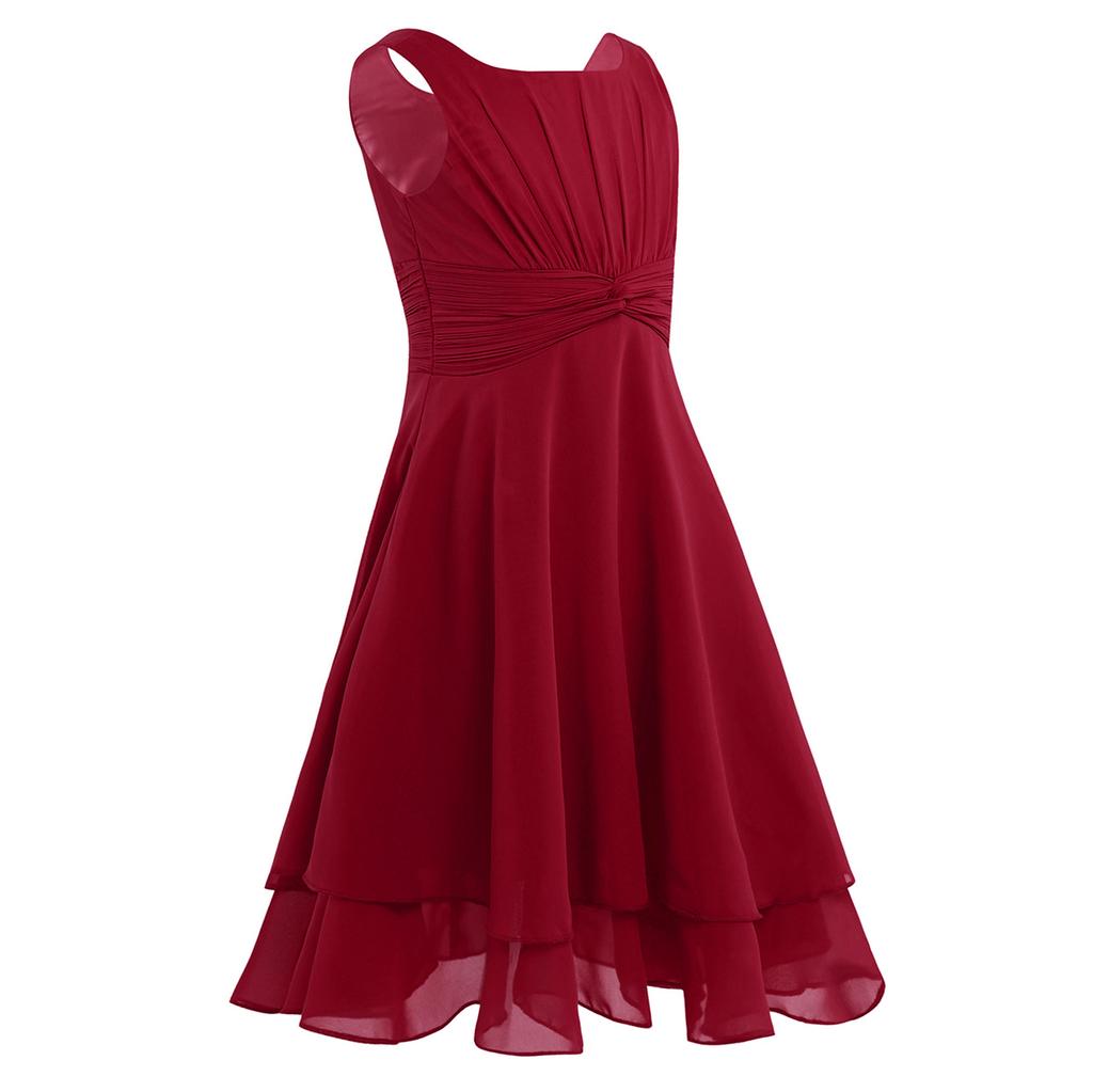 Kids Girls Ruched Waist Flower Girl Dress Princess Pageant Prom Gowns for Wedding Party