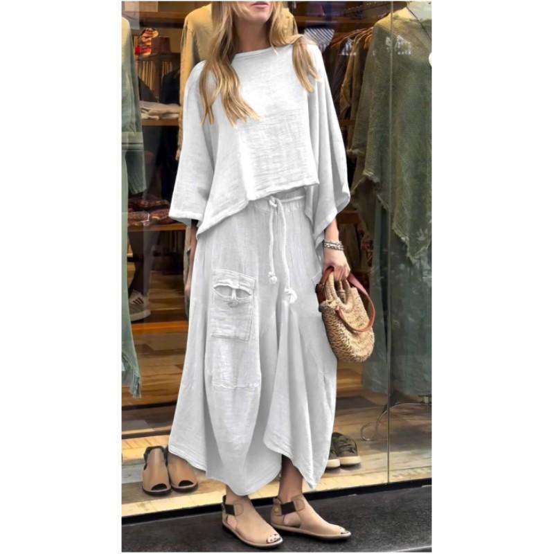 Женский весенне-осенний свободный повседневный комплект Топ с рукавом средней длины и асимметричным дизайном + Юбка Комплект из двух предметов