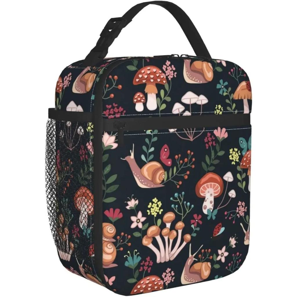 Сумка для ланча «Грибы, улитки, бабочки», сумка для ланча «Кавайи», ланч-бокс для женщин и мужчин, многоразовые сумки для ланча для взрослых, переносные сумки для женщин