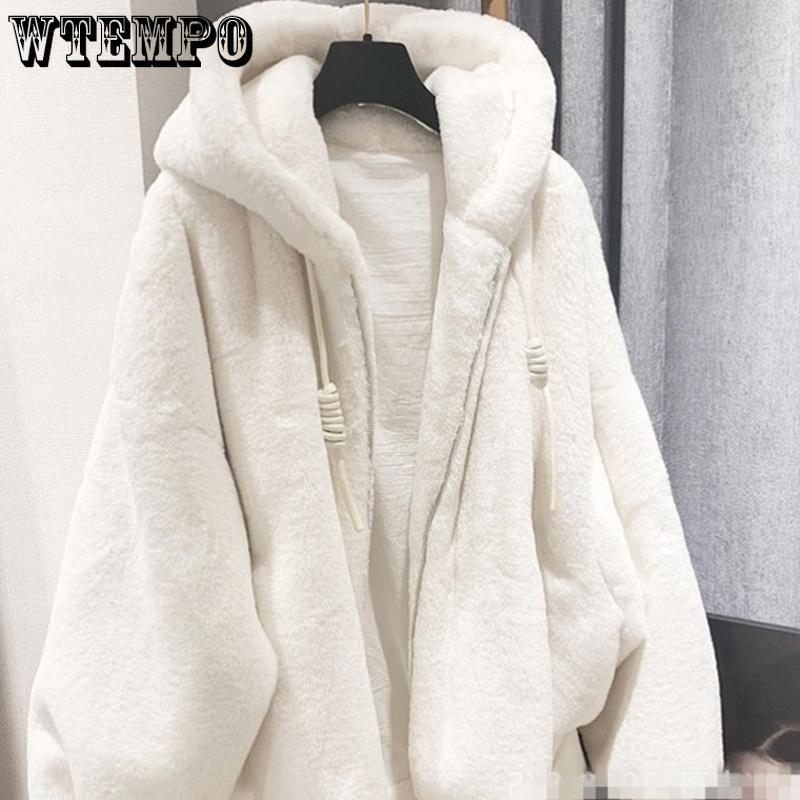 Autumn and Winter Lamb Fur Fur Plush Fashion Warm Jacket Imitation Otter Fur Hooded Loose Coat Jacket