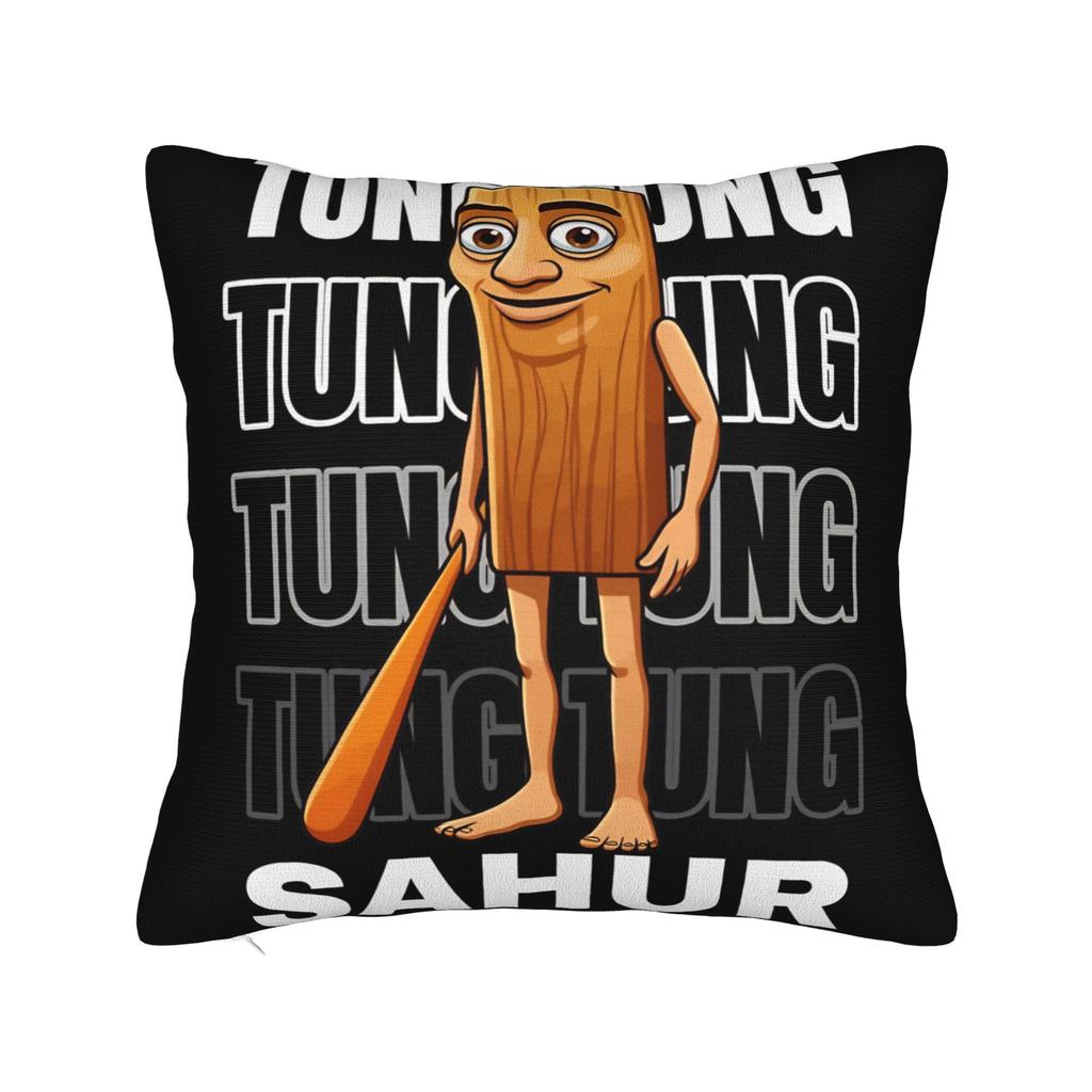 Pillow Cover Tung Tung Tung Sahur Bootleg Brainrot Italian Brainrot Meme Trendy Pillow Case For Living Room Chair Pillowcases