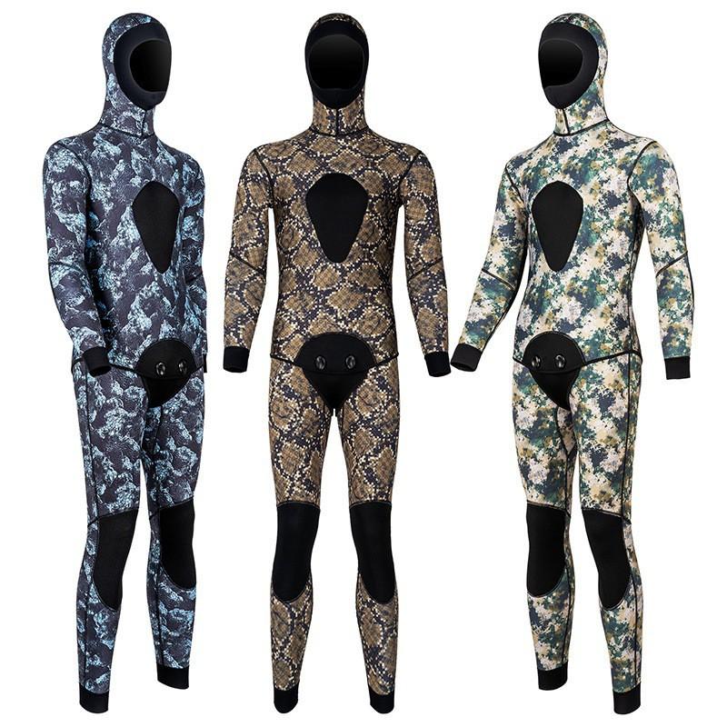 3mm Neoprene Wetsuit Separates Camouflage Dive Suit Surfing Snorkeling Swimming Mens Thermal Water Sport Gear