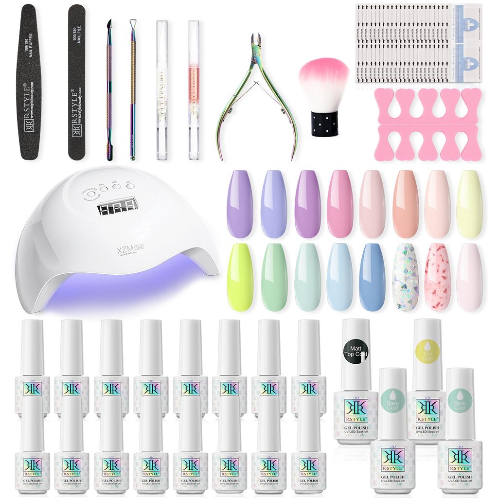 168 Вт Лампа для ногтей Сушилка для ногтей Гель-лак для маникюра Набор инструментов 20 шт. Базовое верхнее покрытие Гель-лак для ногтей Яркий цвет УФ-гель-лак с инструментом для дизайна ногтей
