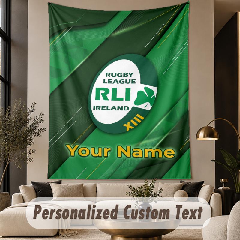 Custom Text Tapestry Ireland Rugby Print Wall Tapestry Indoor Living Room Wall Decor