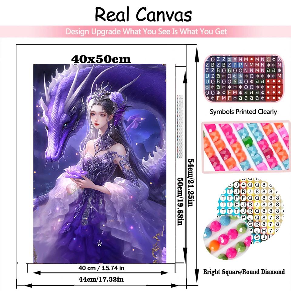 5DDIY Алмазная картина Мечтательный фиолетовый дракон Фея Мозаика Мультфильм Животное Вышивка Крестом Ремесла Украшения Дома Подарки