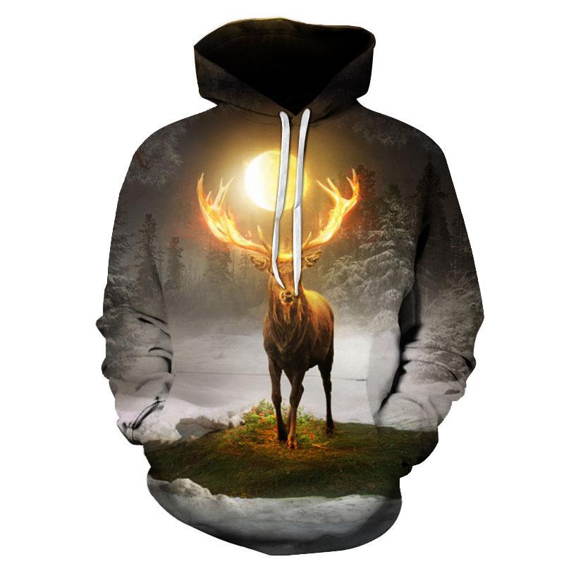 Женский и мужской пуловер с волком, верхняя одежда, 3D цифровая печать, толстовка с капюшоном для пар, толстовка с капюшоном и длинными рукавами в виде животных, свободные карманные повседневные пуловеры