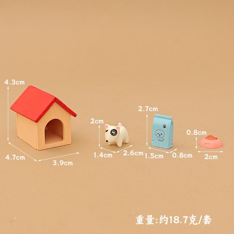 Dollhouse decoration accessories mini realistic puppy pet house creative model micro landscape wooden ornament