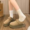 Fashion Women's Thick-soled Shallow-cut Snow Boots Plush Lining Round Head Sleeve Platform Shoes Suede Keep Warm Buckle Shoes for Women