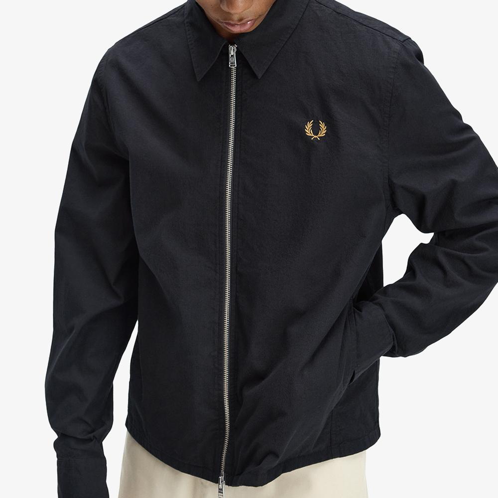 FRED PERRY [Sharp] Seersucker Zip Through Overshirt - Black Afpm2612428-102
