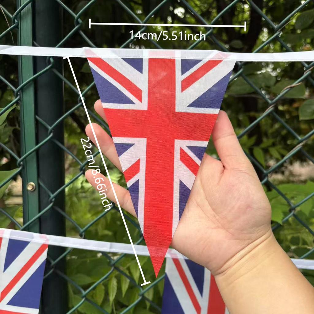 10m (32.8ft) 30 Flags UK British Flag String Flag Pennant Decoration Hanging Flag Pull Flag National Day Garden Decoration