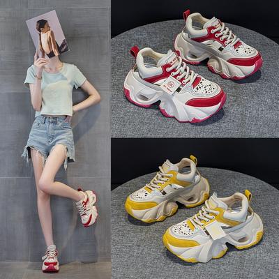 2527 кожаные повседневные туфли женские новые летние новые легкие на толстой подошве увеличивающие рост спортивные туфли цветовая гамма дышащие доска