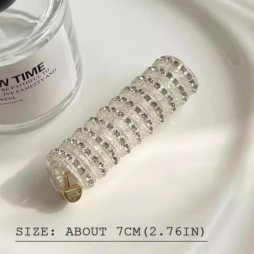 Spiral Coil Telephone Line Hair Loop Rhinestone Head Rope Ponytail Fashion Hair Bands  Girls