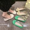New Solid Color Small Fresh Comfortable Shallow Mouth Casual Women's Single Shoes Commuter Versatile Bow Foldable Flat Shoes