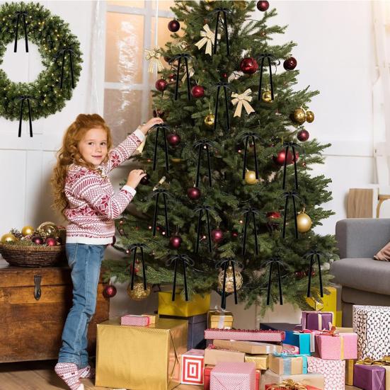 24 Pcs Velvet Bows for Christmas Tree Vintage Ribbon Bow Ornaments with Twist Tie for Wreaths Garland Crafts Holiday Wedding Party Gift Wrapping