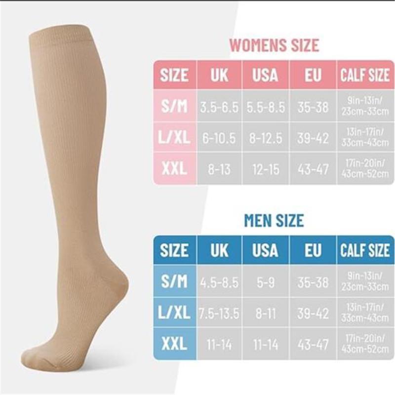 1 пара компрессионных носков для женщин, гольфы до колена 15–25 мм рт. ст. Компрессионные чулки для спорта, занятий спортом, диабета, варикозного расширения вен, путешествий, кормления грудью