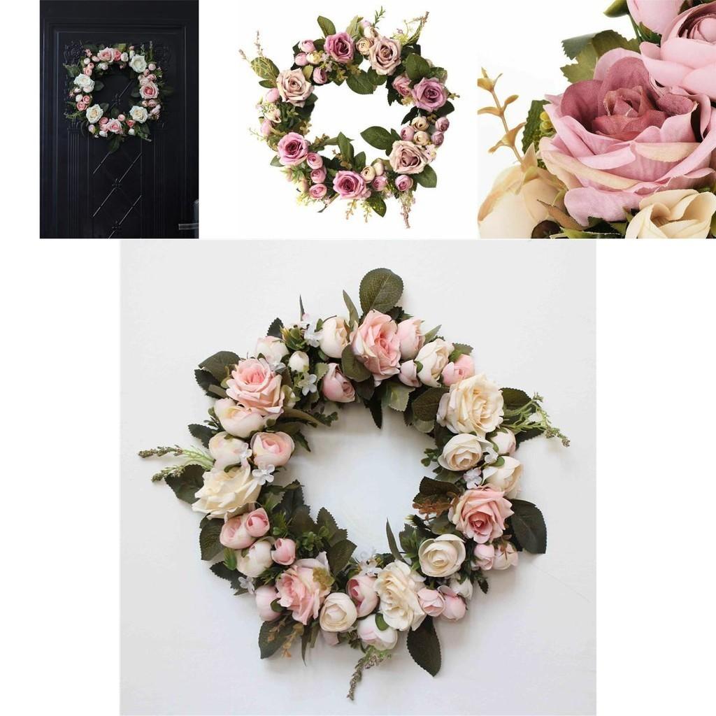 Beautiful Artificial Peony Rose Flower Garland Wreath For Charming Home Decor