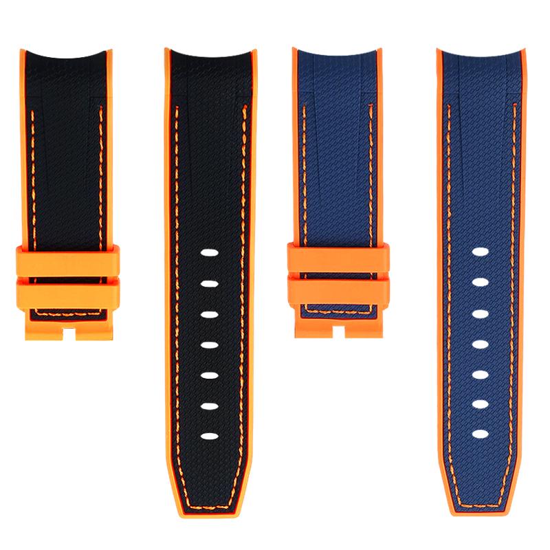For Tudor Biwan Bronze Type M79250BA Rubber Bracelet, Tudor Small Copper Shield M79250BM Arc Mouth Silicone Watch Strap 23mm