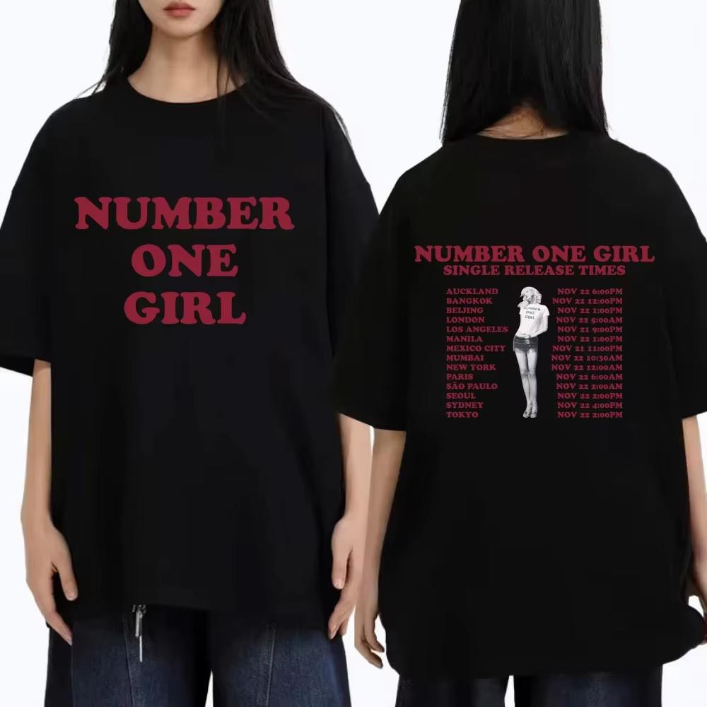 Футболка Rosé Number One Girl 2026 Мужская Женская Корейский Модный Тренд Футболки Унисекс Повседневный Хлопок С Круглым Вырезом Футболки Подарок для Фанатов