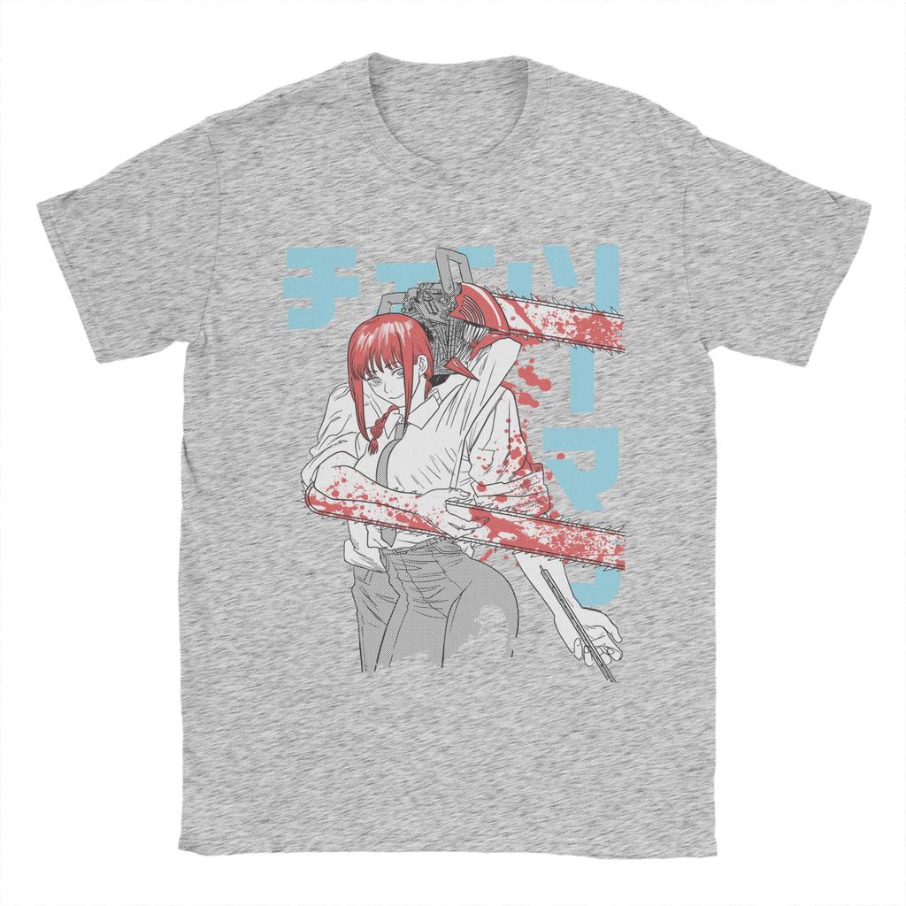 Футболки Chainsaw Man Денджи Макима для мужчин Аниме Удивительные хлопковые футболки Круглый вырез Короткий рукав Футболка Летняя одежда