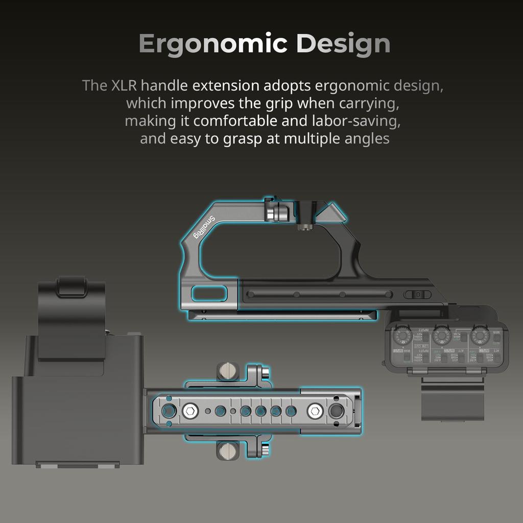 Комплект пластин для крепления удлинителя ручки SmallRig XLR для быстросъемной конструкции HawkLock с отверстиями и фиксацией 4830 FX3/FX30 1/4"-20