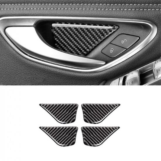 Carbon Fiber Interor Door Handle Bowl Cover Trim For Mercedes Benz C Class W205