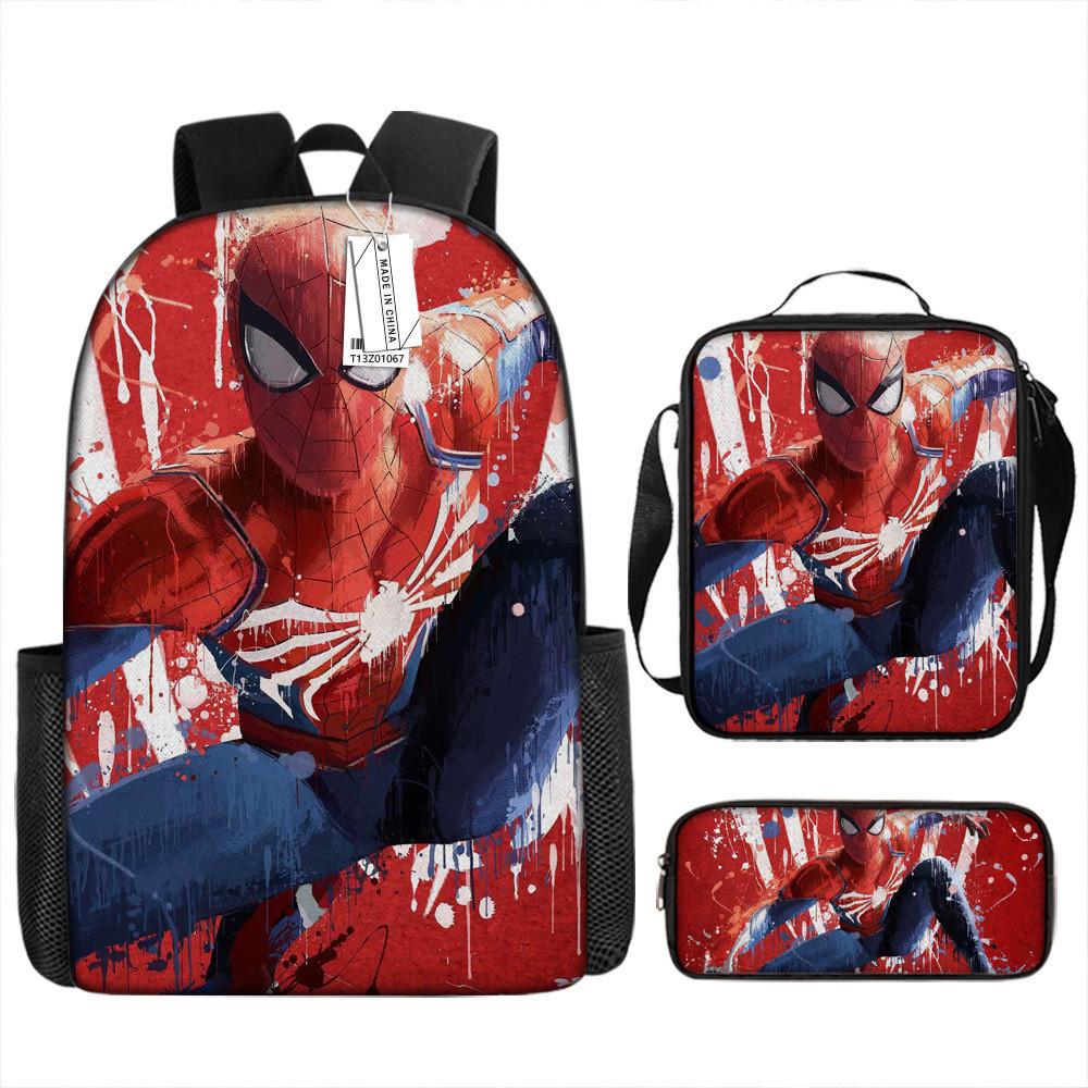 Spiderman School Backpack Set With Oxford Fabric Breathable Waterproof For Kids