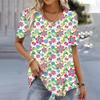 Bohemia Printed T Shirt For Women's Blouse Floral Harajuku Short Sleeve Tops Summer V-Neck Pullovers Female Loose Clothing Tees